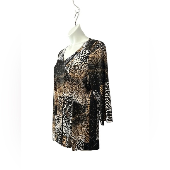 NWOT, Claire France, Plus-Size Animal Print Blouse, 2X, Black, Tan, White - Picture 7 of 9